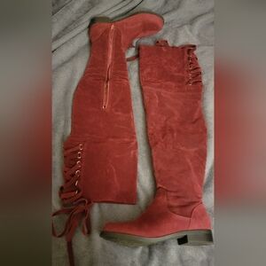 JustFab Red Over-the-Knee Boots